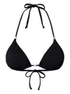 Twinset Triangle Bikini Top And Thong With Embroidery In Black