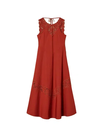 Twinset Broderie-anglaise Dress In Red