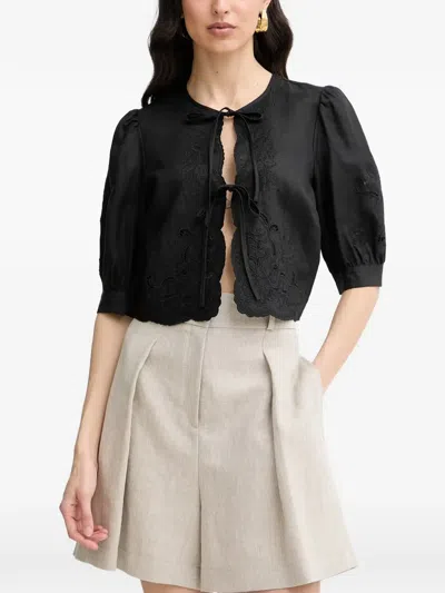Twinset Broderie-anglaise Linen Shirt In Multi