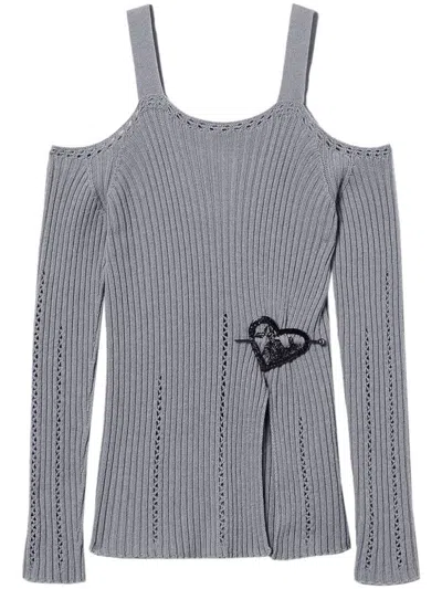 Twinset Brooch-detail Top In Grey