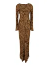 Twinset Brown Dress With Round Neck And All-over Leopard Print In Viscose Woman In Brown