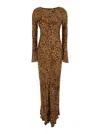 Twinset Brown Dress With Round Neck And All-over Leopard Print In Viscose Woman In Animal Print