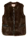 Twinset Twin-set Faux Fur Vest With Leather Back In Brown