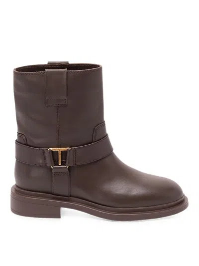 Twinset Brown Faux Leather Ankle Boots