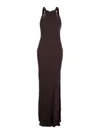 Twinset Brown Halterneck Long Dress With Lace Embellishment On The Rear In Viscose Woman In Brown
