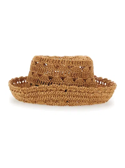 Twinset Brown Hat With Braided Design In Viscose Woman