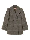 Twinset Double-breasted Checkered Coat With Notched Lapel In Gray