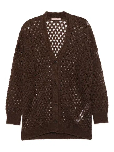 TWINSET BROWN KNITTED CARDIGAN TWINSET