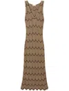 Twinset Midi Dress With Zig Zag Motif With Slit