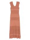 Twinset Twin-set Maxi Dress With Deep V-neckline In Brown