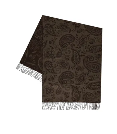 Twinset Brown Paisley Scarf In Green