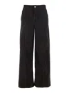 Twinset Brown Pants With Belt Loops In Ribbed Velvet Woman In Black