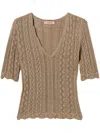Twinset Beige Lurex Sweater