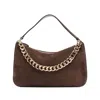 Twinset Twin-set Suede Crossbody Bag With Gold Chain Strap