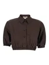Twinset Brown Top With Classic Collar And Logo Plaque Detail On The Rear In Brown