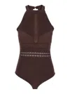 Twinset Brown Top With Knitted Design And Cut-out On The Back In Viscose Blend Woman