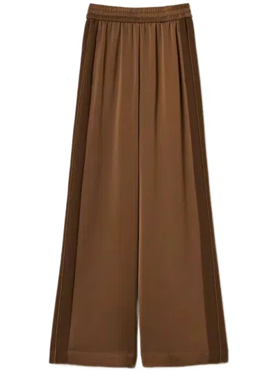 Twinset Wide-leg Pants With Contrast Stripe And Relaxed Fit In Brown