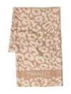 Twinset Étole Jacquard Animalière In Neutral
