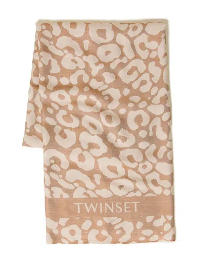TWINSET BROWN/BEIGE LEOPARD PRINT SCARF TWINSET