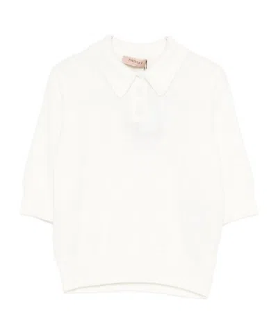 TWINSET BRUSHED-EFFECT POLO TOP