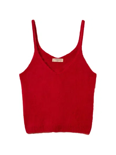 Twinset Brushed Wool Blend Top In Red