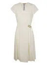 Twinset Buckle-detail Wrap Dress In Snow