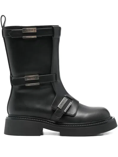 Twinset Buckle Strap Boot In Black