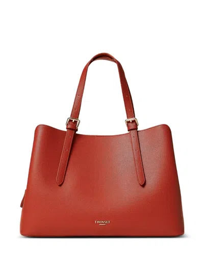 Twinset Buckle Strap Tote Bag In Red