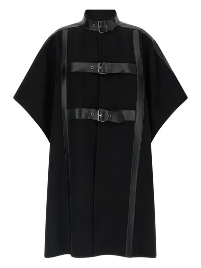 Twinset Belted Cape Coat In Black