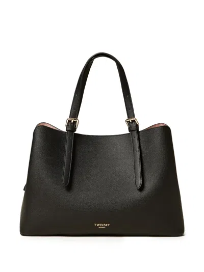Twinset Buckled-strap Tote Bag In Black