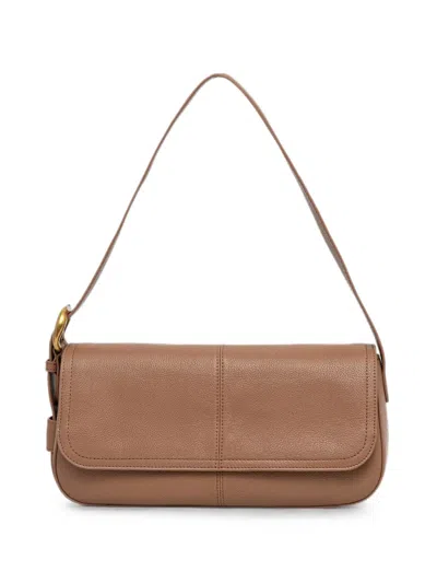Twinset Buckle-detail Pebbled Shoulder Bag In Brown