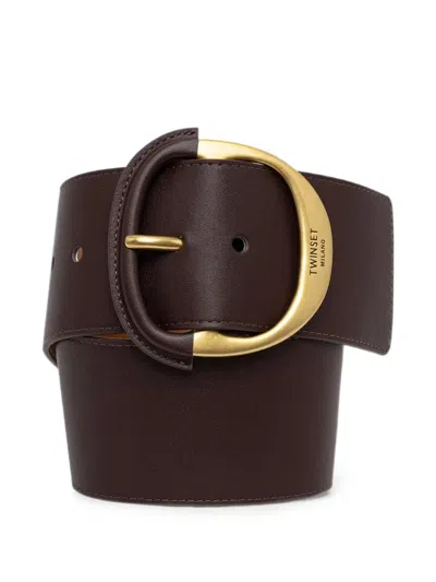 Twinset Buckle-fastening Leather Belt In Pattern