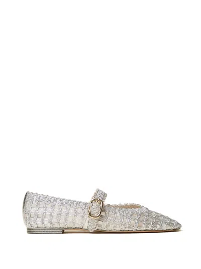 Twinset Buckle-strap Ballerinas In Silver