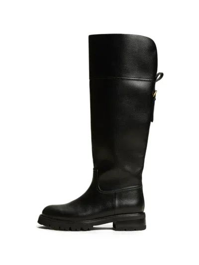 Twinset Buckle-strap Knee-high Boots In Black