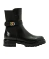 Twinset Leather Ankle Boots With Ankle Strap In Multi