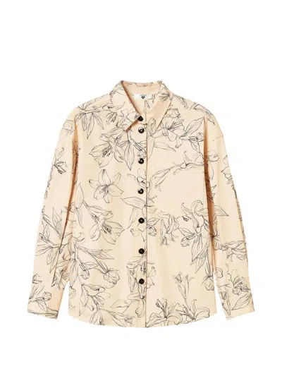 Twinset Bull Shirt With A Floral Print In Multi