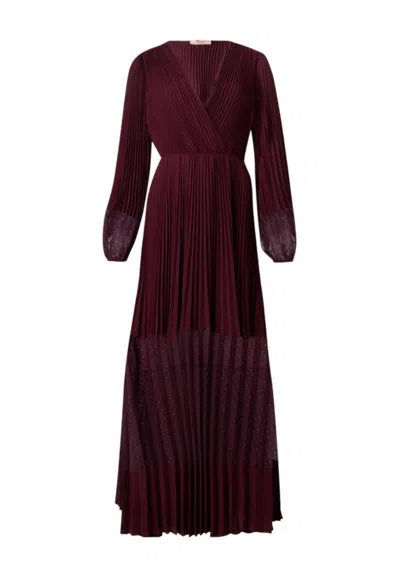 Twinset Burgundy Midi Dress With Deep V-neckline