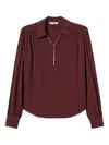 Twinset Burgundy Shirt With Ruffles In Burgundy