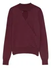 Twinset Twin-set Burgundy Knit Sweater With Keyhole Neck And Ribbed Hem