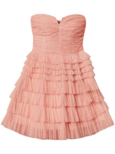Twinset Bustier Tulle Mini Dress In Rosa