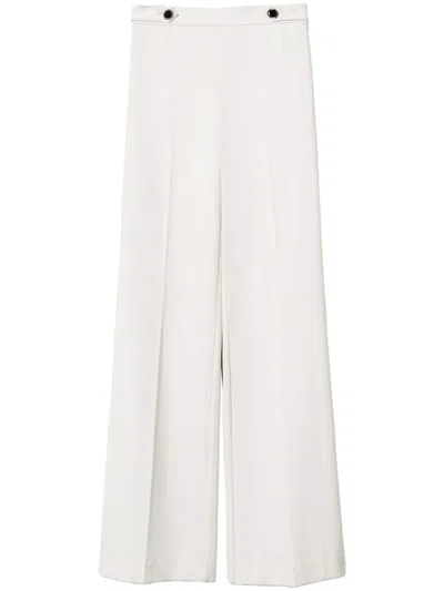 Twinset Button-detail Wide-leg Trousers In White