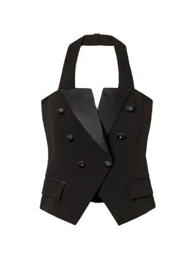 Twinset Button-embellished Waistcoat In Black