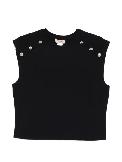 Twinset Button-embellishment Top In Black
