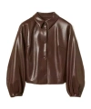 Twinset Blouson Effet Cuir Avec Col Chemise In Brown