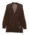 Twinset Button-front Open-knit Cardigan In Brown