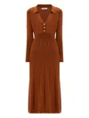Twinset Button Ribbed Midi Dress In Brown