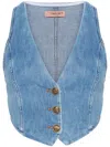 Twinset Twin-set Medium Blue Denim Waistcoat In Blue