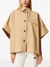 Twinset Button Woven Poncho In Neutral