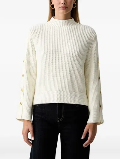 Twinset Button-detail Ribbed-knit Sweater In Neutral