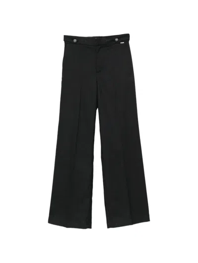 Twinset Button-detail Wide-leg Trousers In Black